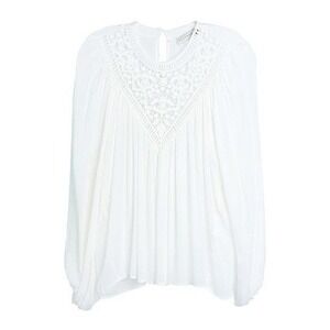 VWT Haveone Italy White Crochet Lace Inset Peasant Blouse . M